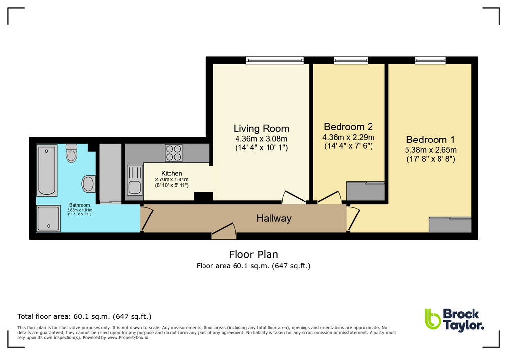 2 bed apartment for sale in Homestream House, Horsham - Property floorplan