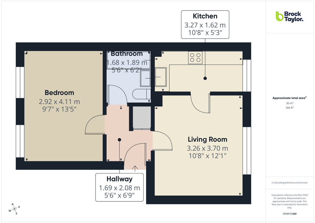 1 bed apartment for sale in Englefield, Horsham, West Sussex - Property floorplan
