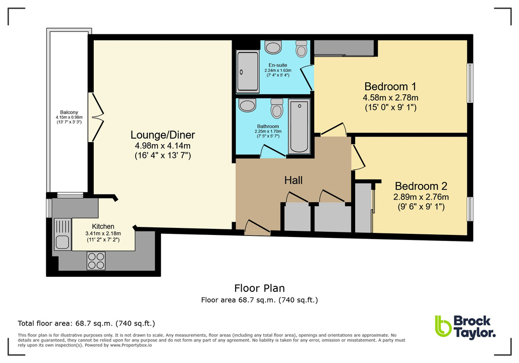 2 bed apartment for sale in Kings Gate, Horsham - Property floorplan