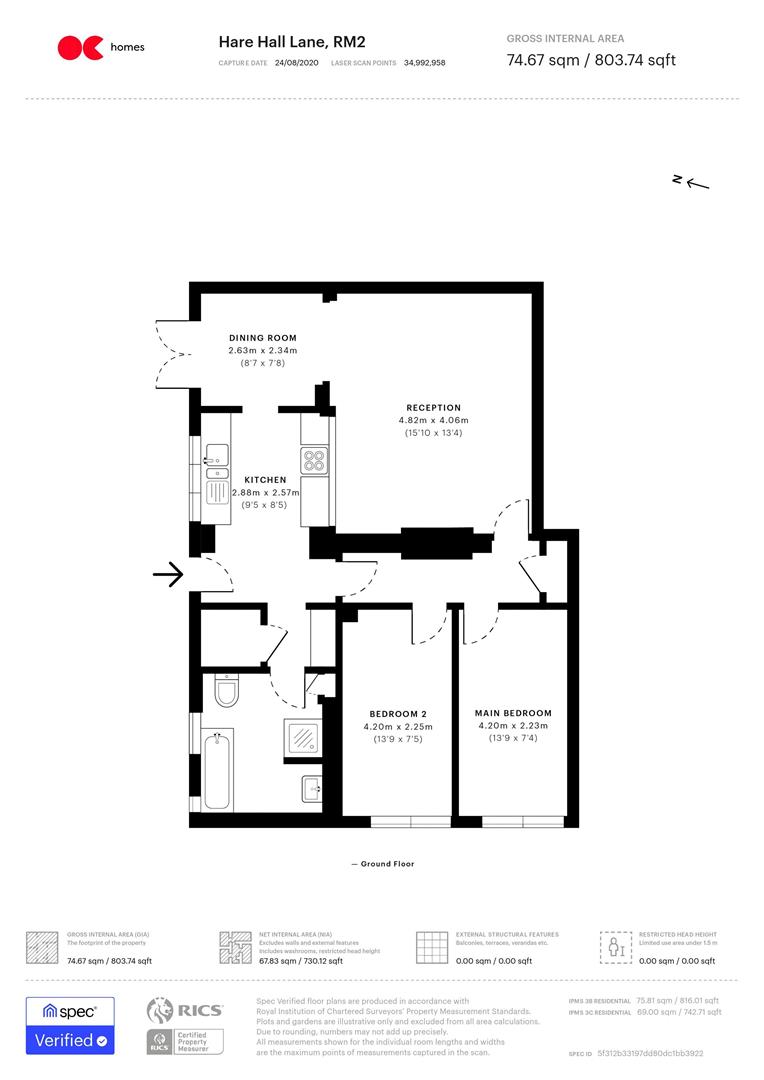 2 bed flat to rent in Hare Hall Lane, Romford - Property floorplan