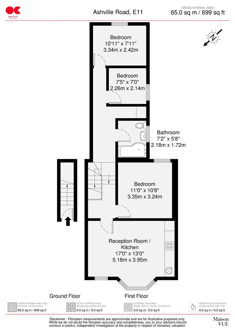 3 bed flat to rent in Ashville Road, London - Property floorplan