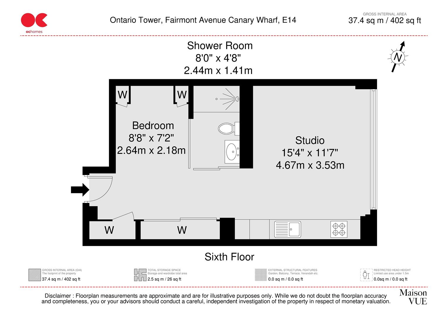 Studio flat to rent in Fairmont Avenue, London - Property floorplan