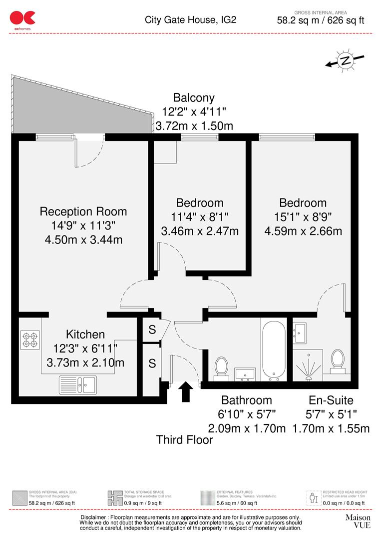 2 bed flat to rent in Eastern Avenue, Gants Hill - Property floorplan