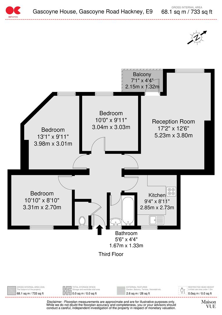 3 bed flat to rent in Gascoyne Road, London - Property floorplan