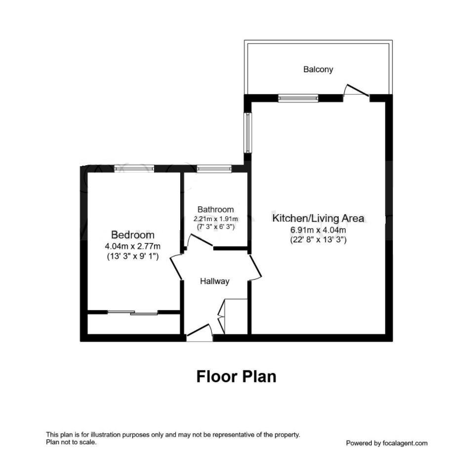 1 bed flat to rent in Larch Place, Romford - Property floorplan