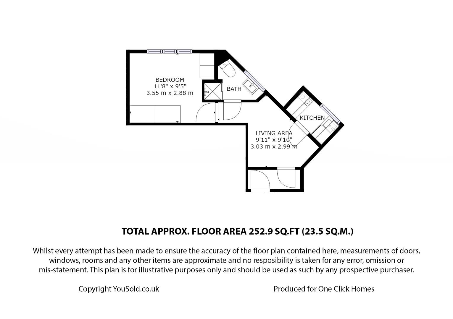 1 bed flat to rent in Station Square, Gidea Park - Property floorplan