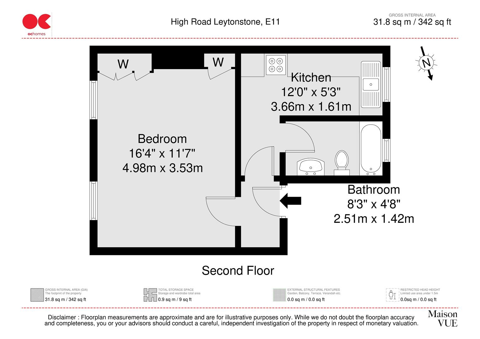 Studio flat to rent in High Road Leytonstone, London - Property floorplan