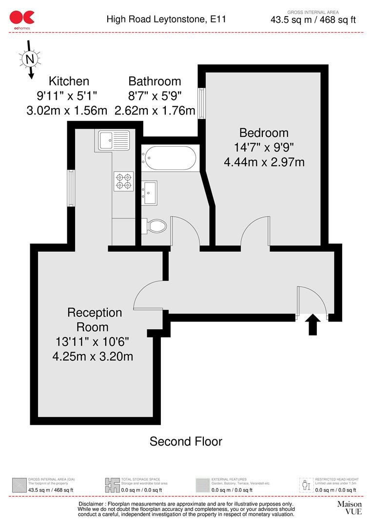 1 bed flat to rent in High Road Leytonstone, London - Property floorplan