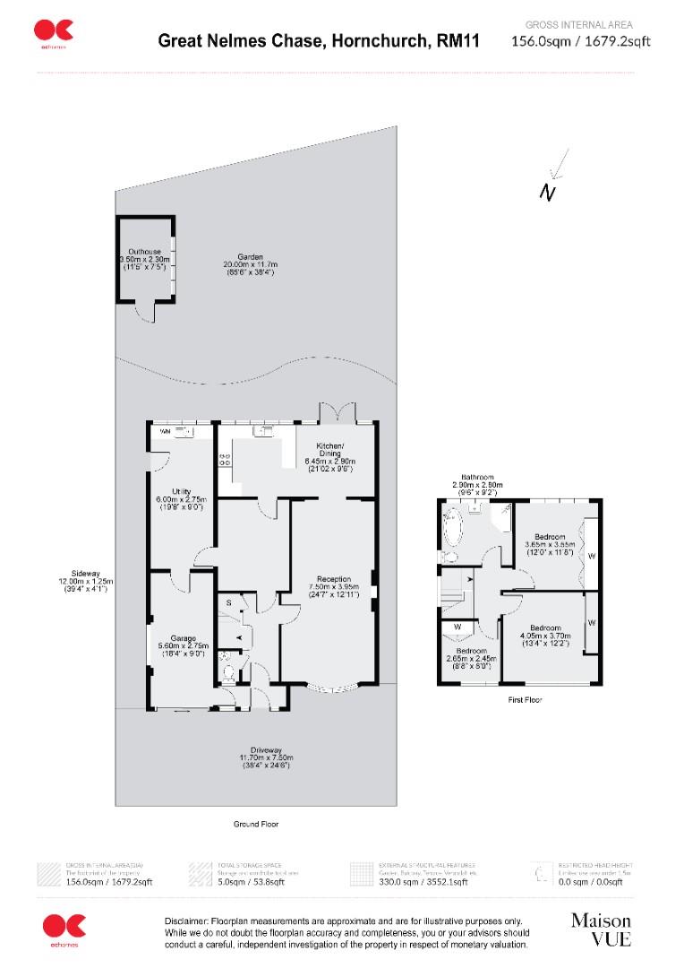 3 bed detached house for sale in Great Nelmes Chase, Hornchurch - Property floorplan