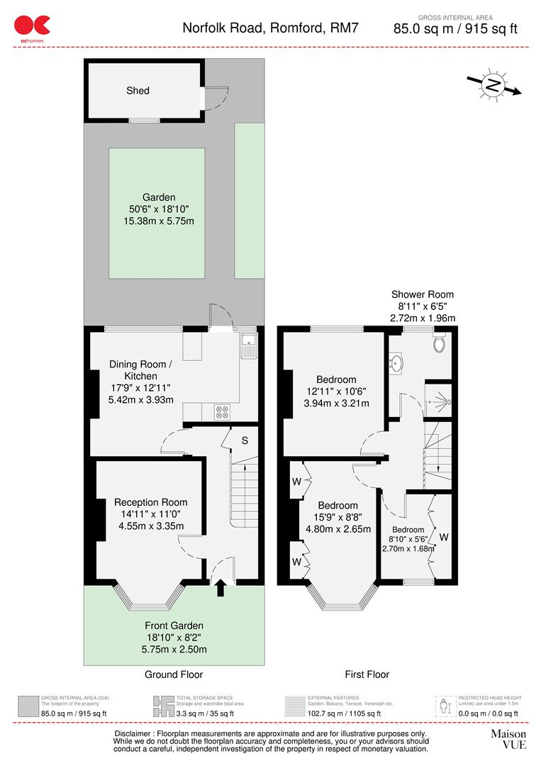 3 bed terraced house for sale in Norfolk Road, Romford - Property floorplan