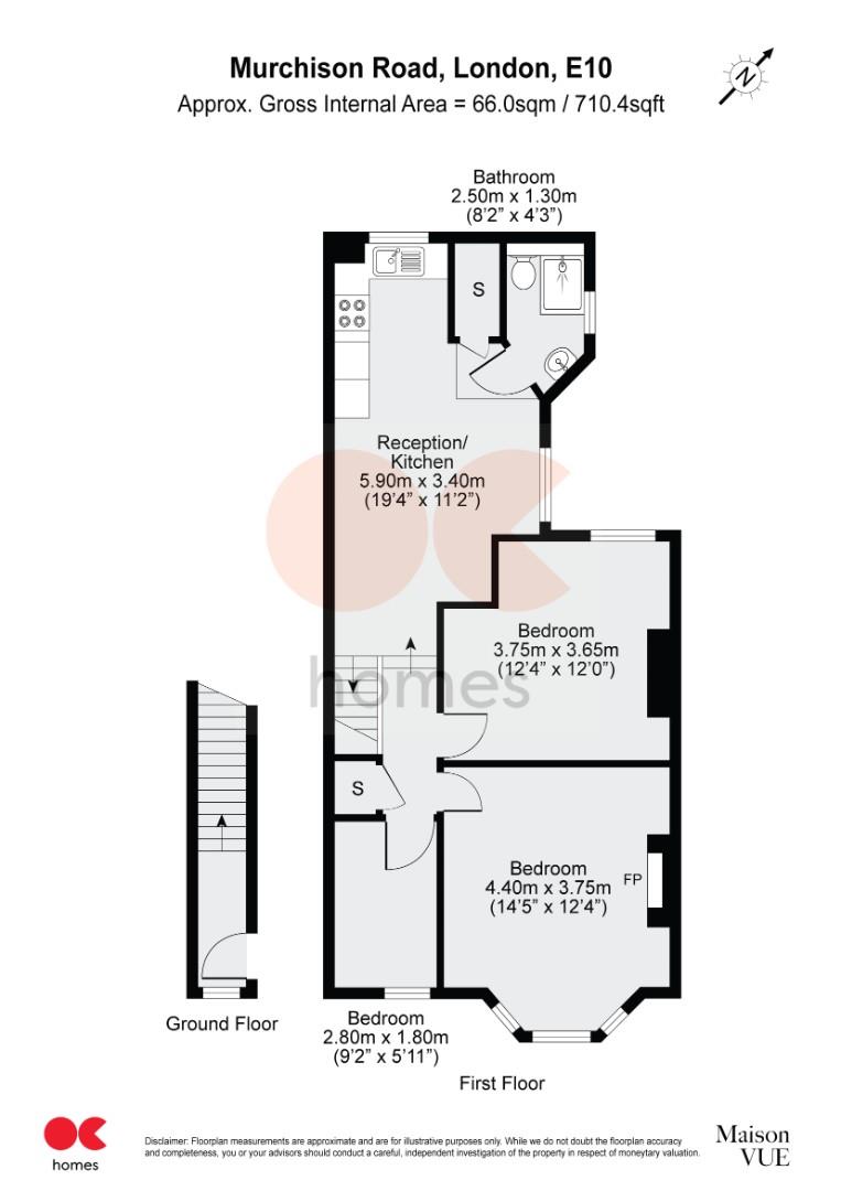 3 bed flat to rent in Murchison Road, London - Property floorplan