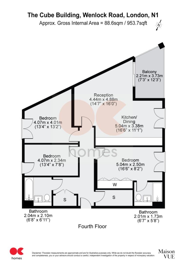 3 bed flat for sale in The Cube Building, Wenlock Road, N1 - Property floorplan