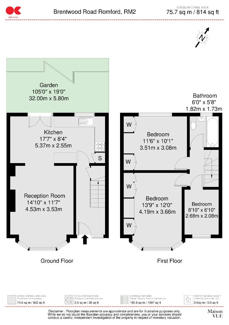 3 bed terraced house for sale in Brentwood Road, Gidea Park - Property floorplan