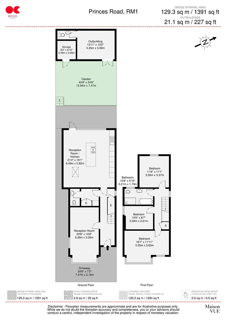 3 bed detached house for sale in Princes Road, Romford - Property floorplan