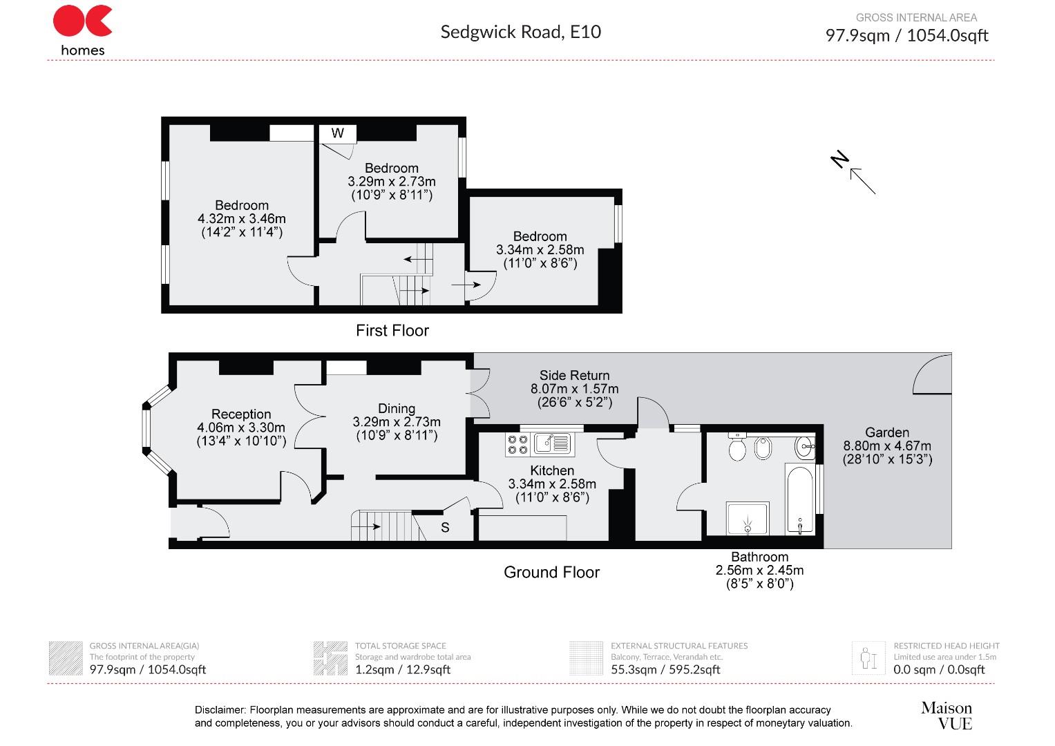 3 bed terraced house for sale in Sedgwick Road, Leyton - Property floorplan
