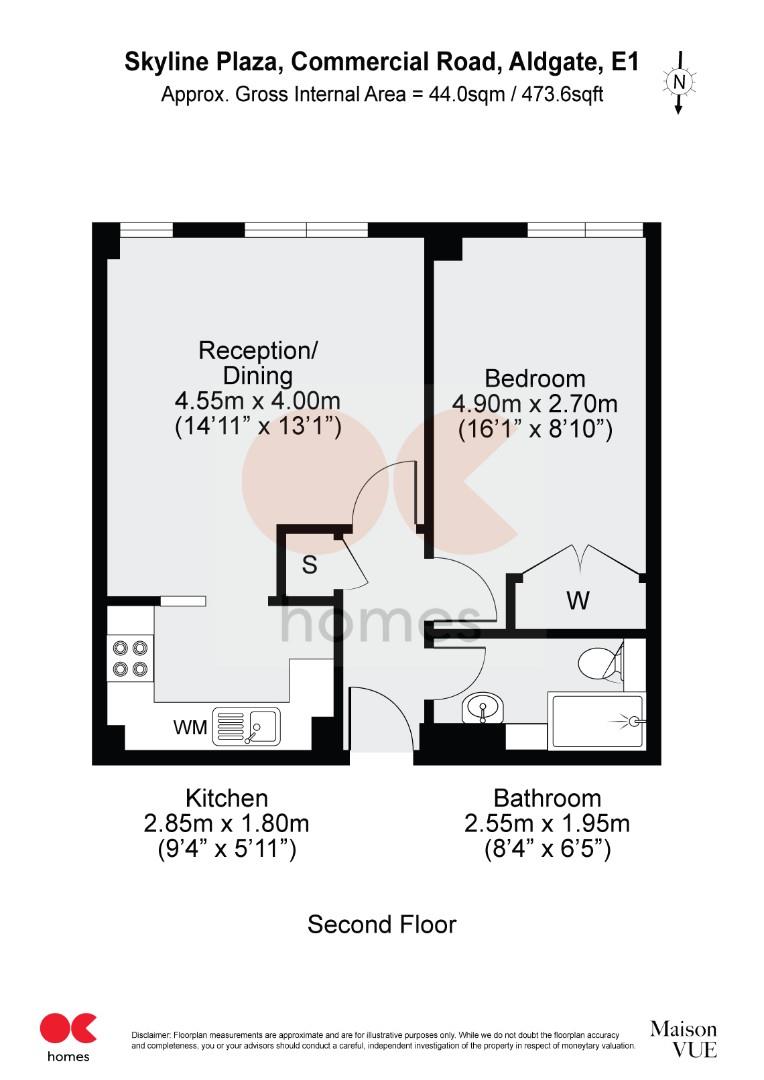 1 bed flat for sale in Commercial Road, Aldgate - Property floorplan