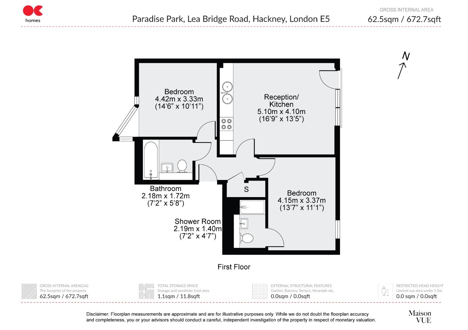2 bed flat for sale in Lea Bridge Road, Hackney - Property floorplan