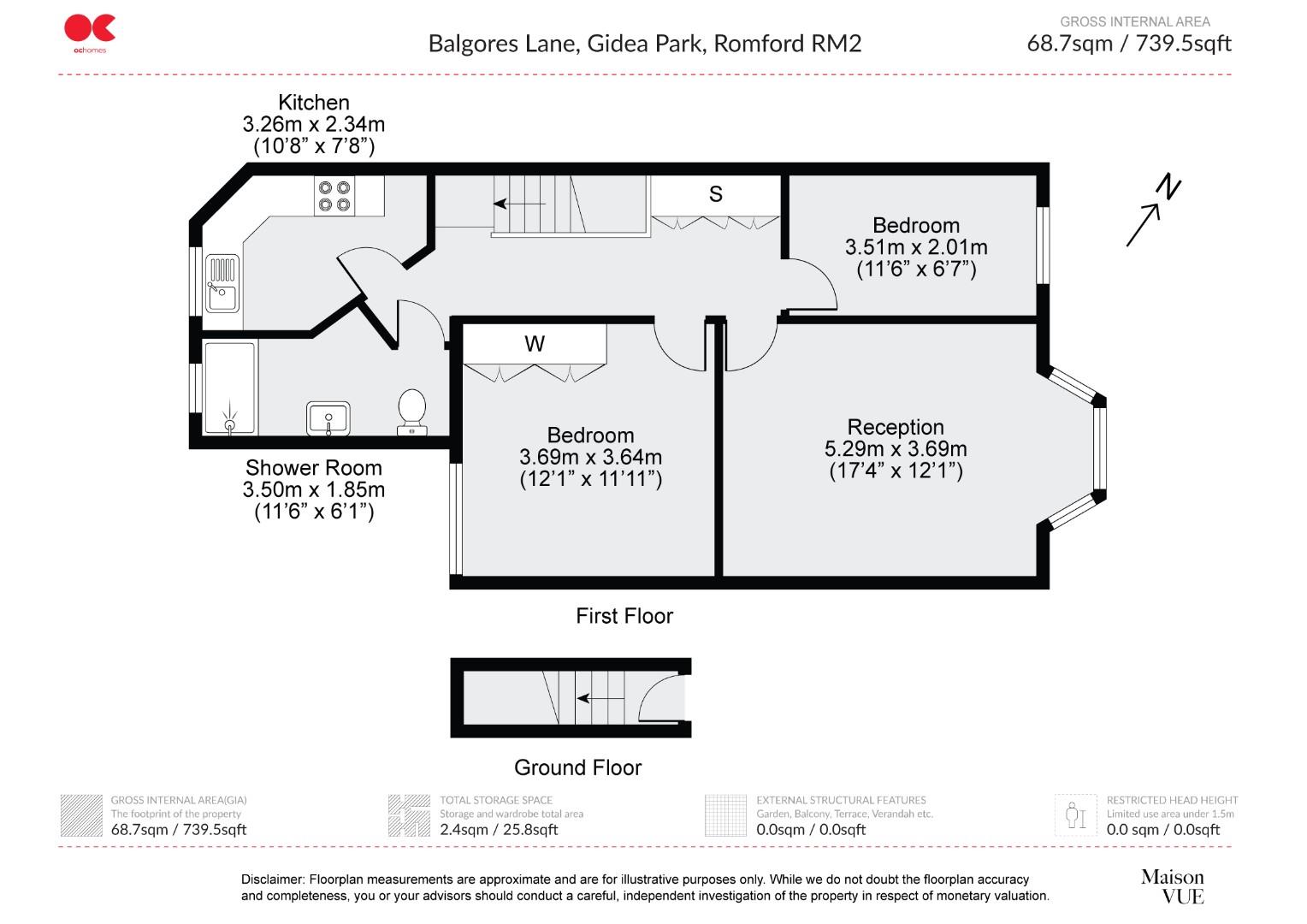 2 bed maisonette to rent in Balgores Lane, Gidea Park - Property floorplan