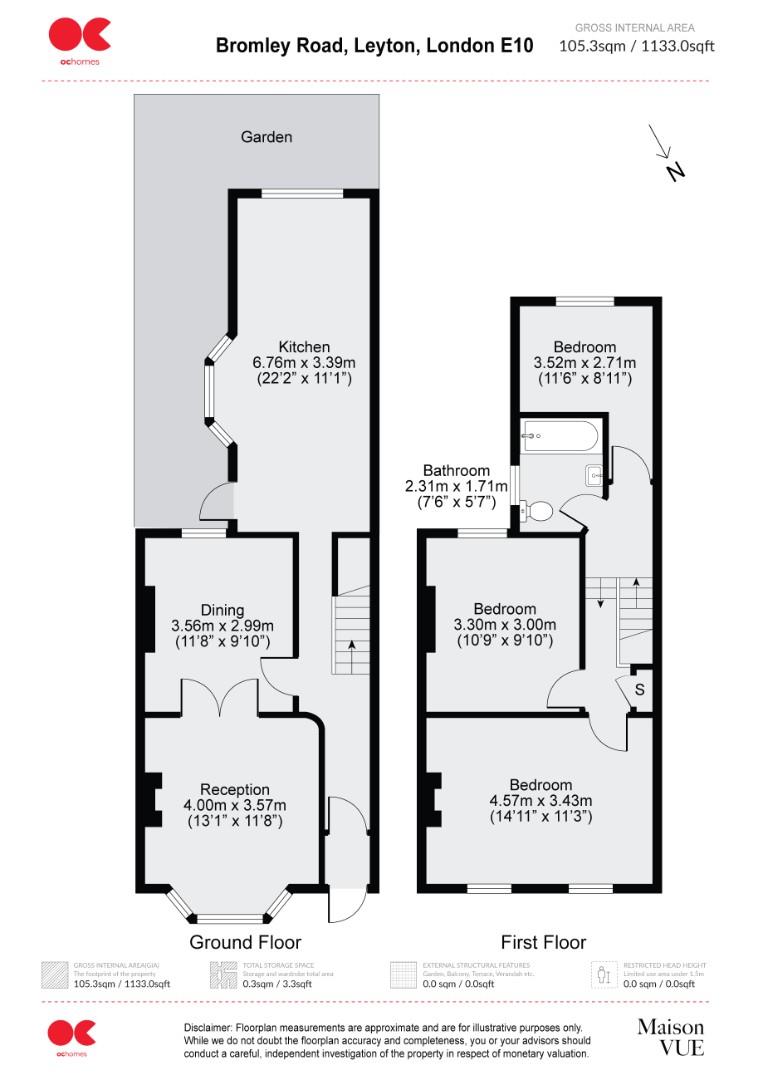 3 bed terraced house for sale in Bromley Road, Leyton - Property floorplan