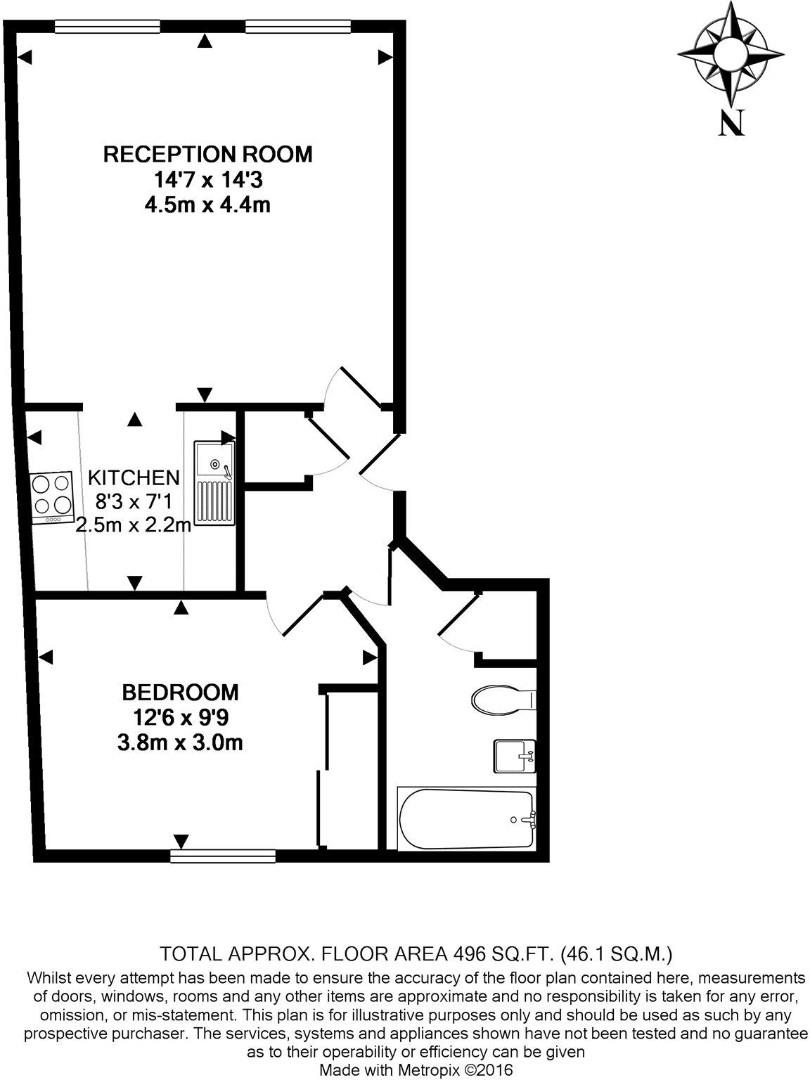 1 bed flat for sale in Coke Street, Aldgate - Property floorplan