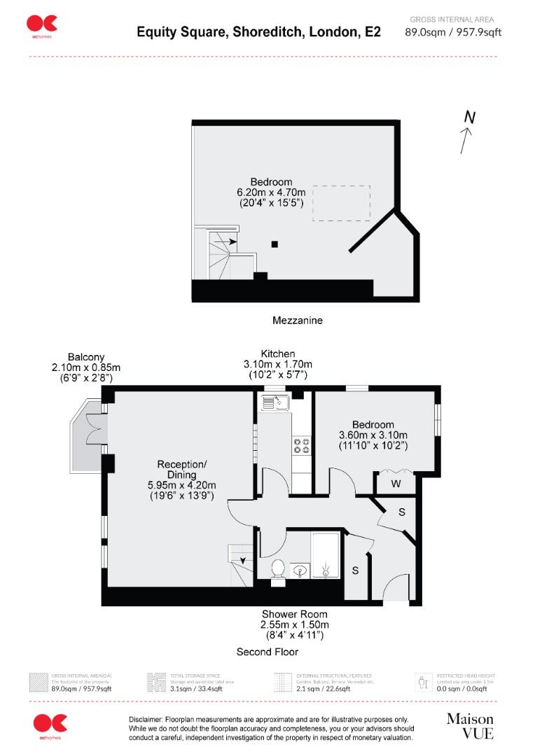 2 bed flat for sale in Equity Square, Shoreditch - Property floorplan