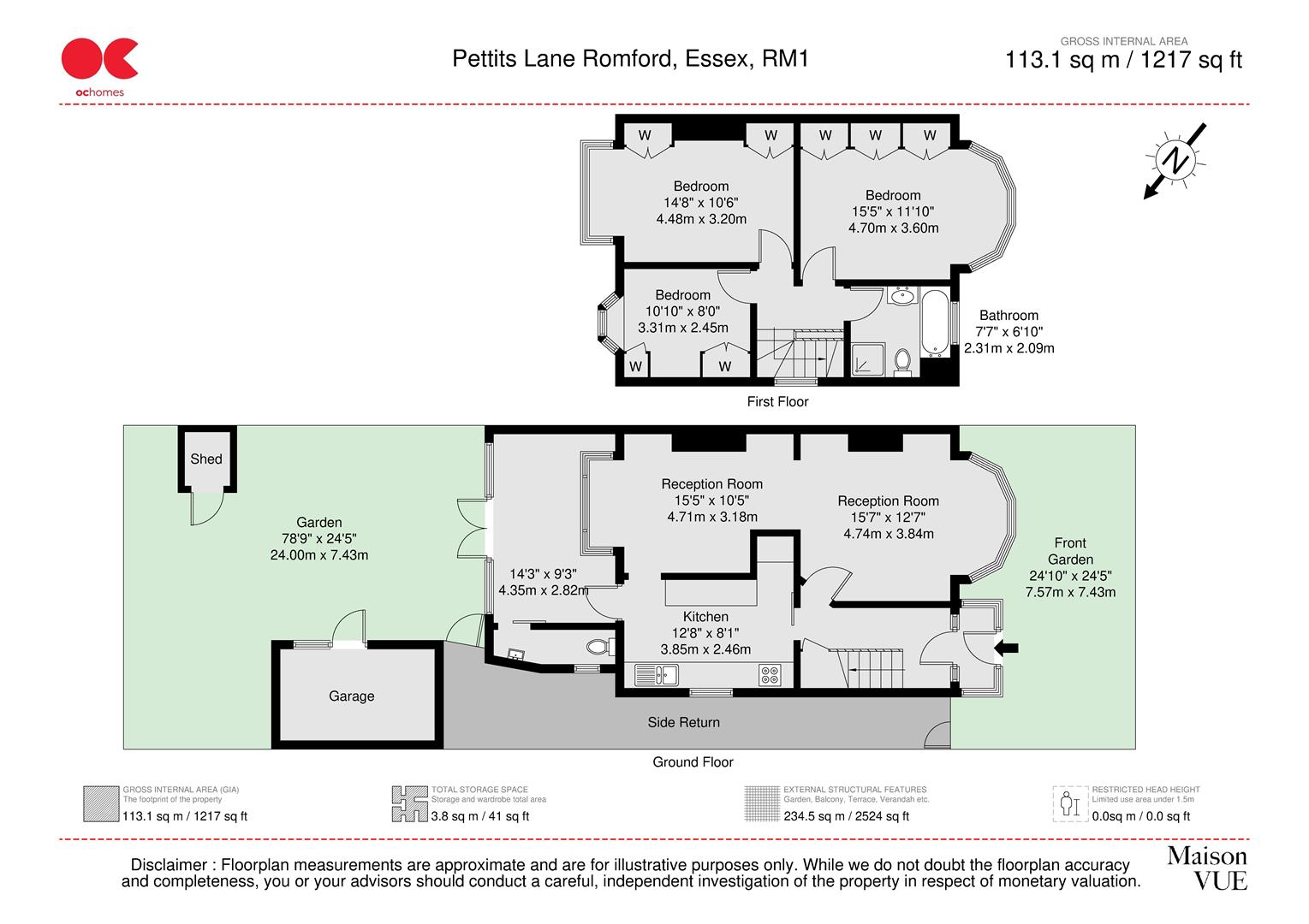 3 bed semi-detached house for sale in Pettits Lane, Romford - Property floorplan