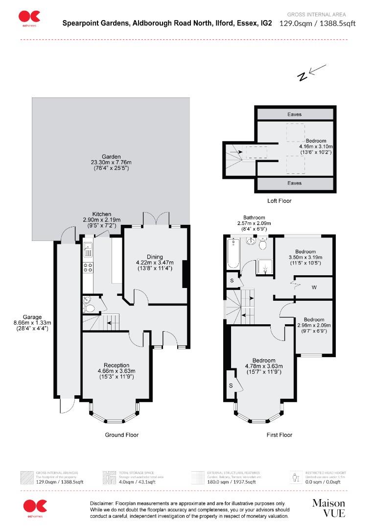 3 bed end of terrace house for sale in Spearpoint Gardens, Ilford - Property floorplan