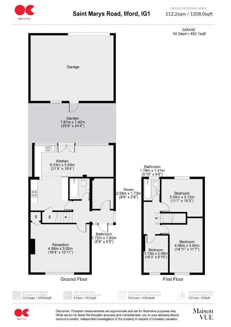3 bed semi-detached house for sale in St. Marys Road, Ilford - Property floorplan