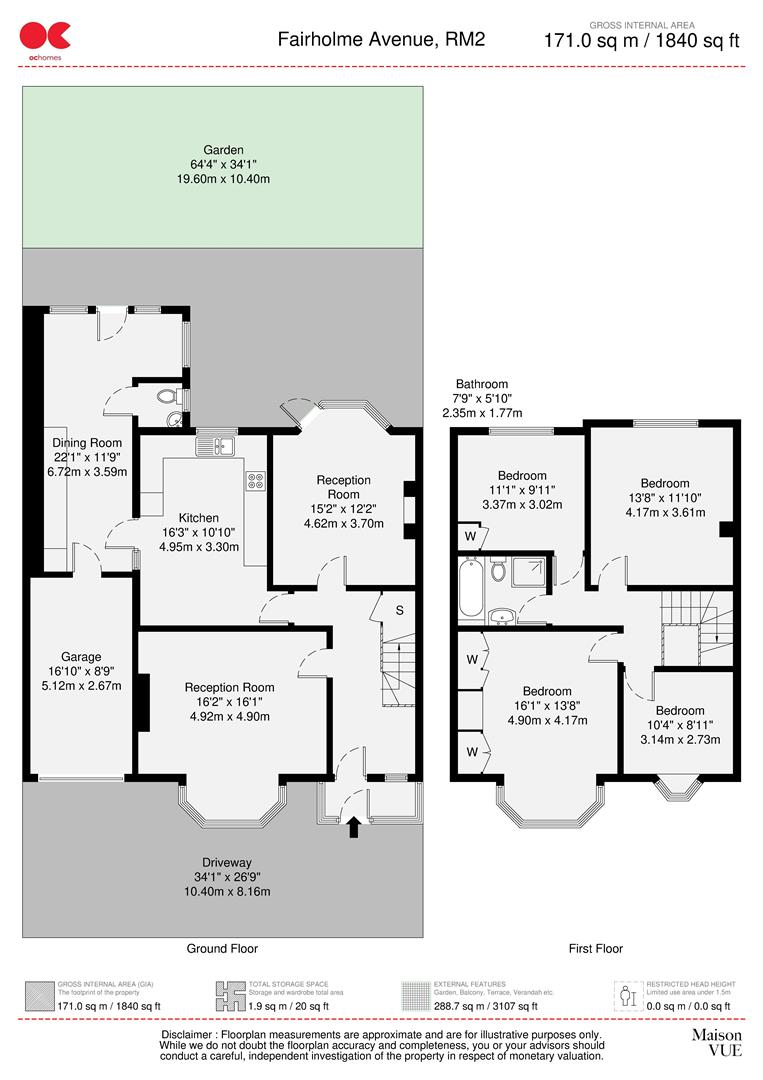 4 bed semi-detached house for sale in Fairholme Avenue, Gidea Park - Property floorplan