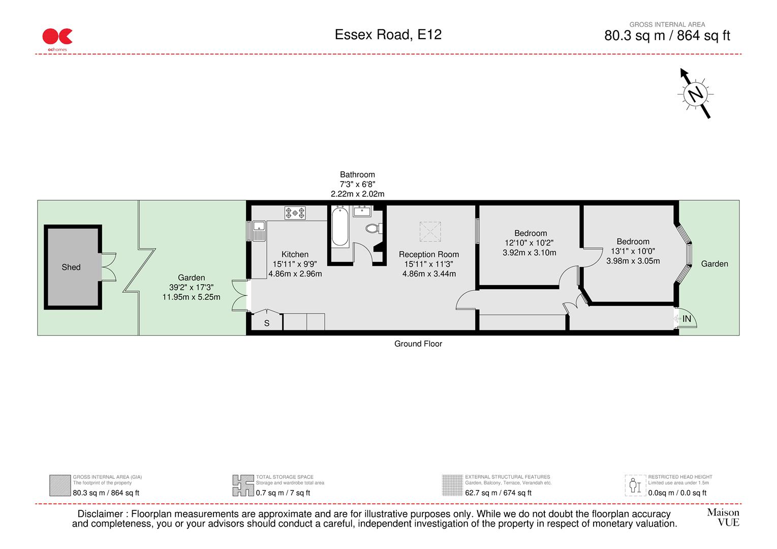 2 bed flat for sale in Essex Road, Manor Park - Property floorplan