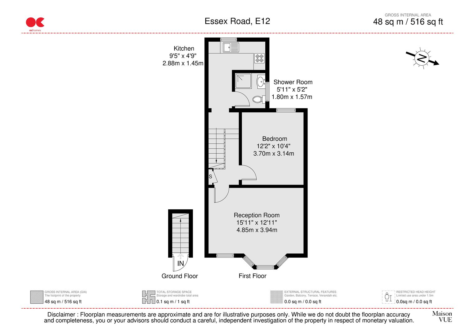 1 bed flat for sale in Essex Road, Manor Park - Property floorplan