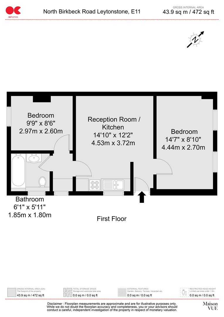 2 bed flat to rent in North Birkbeck Road, Leytonstone - Property floorplan