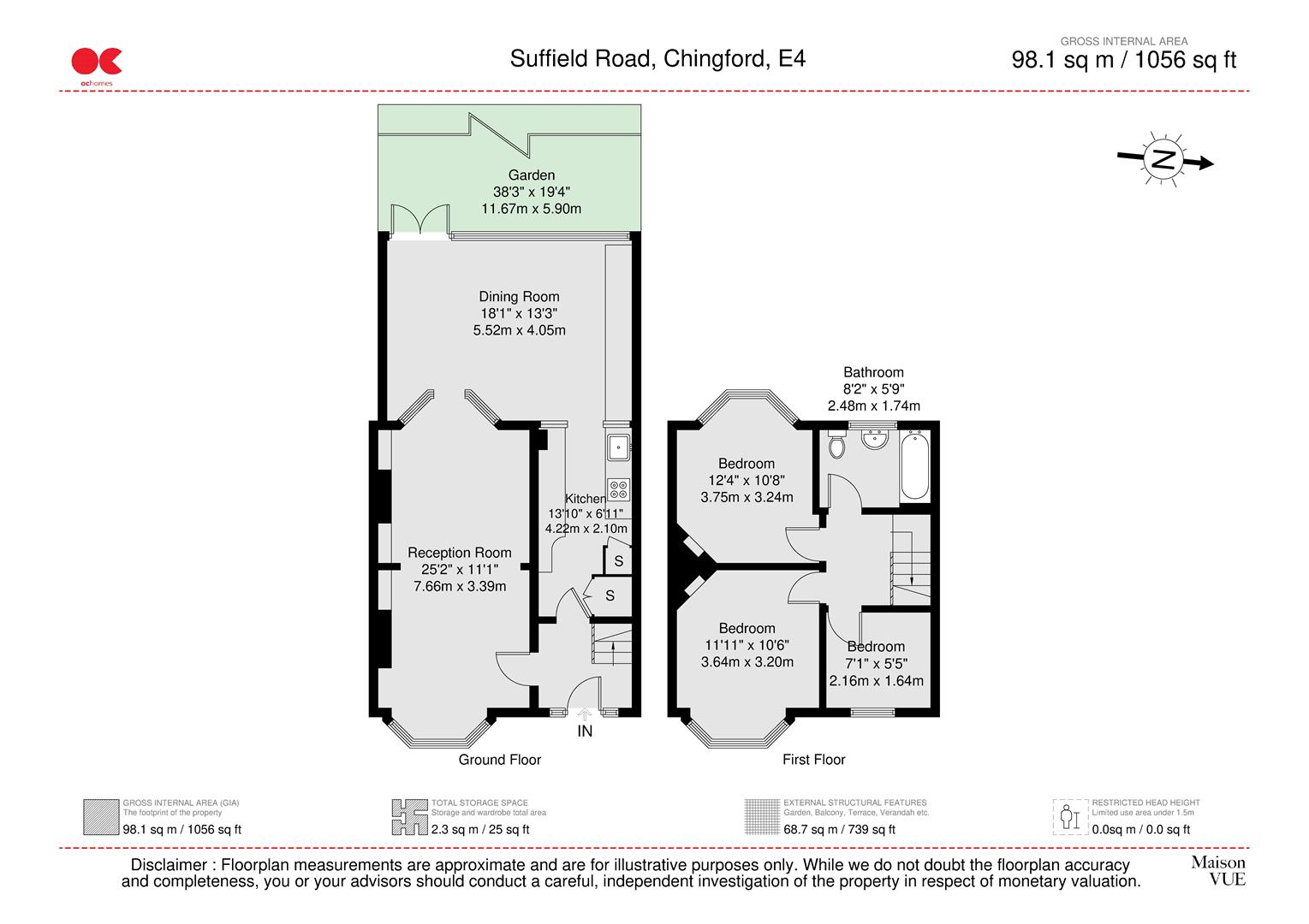 3 bed end of terrace house for sale in Suffield Road, Chingford - Property floorplan