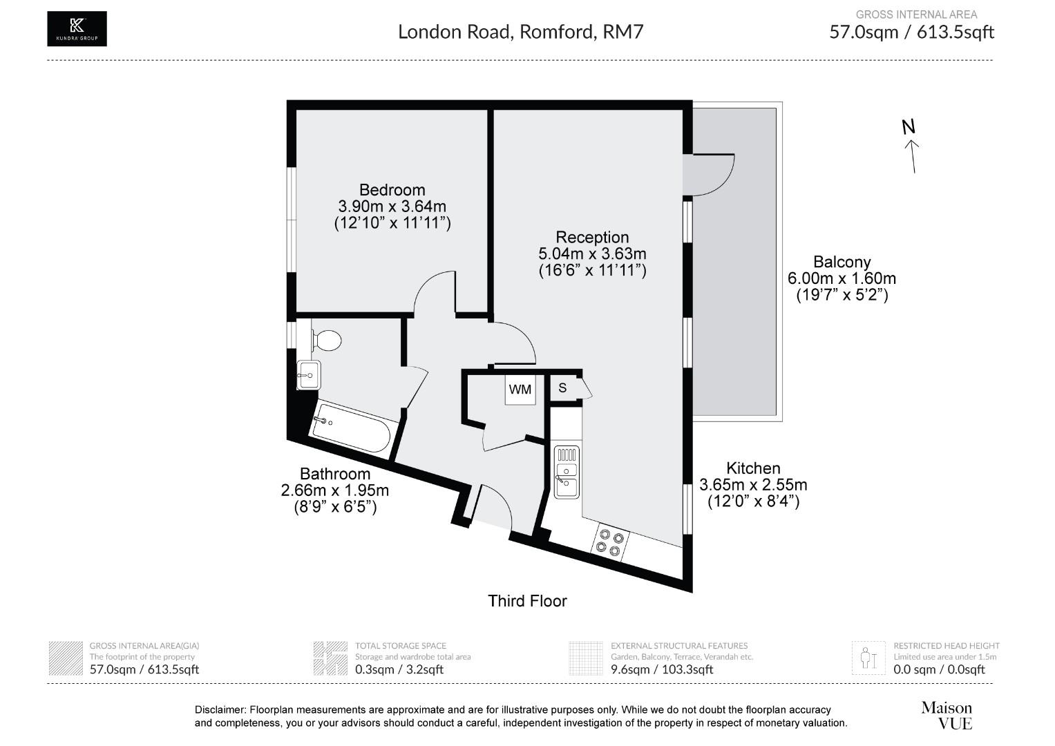 1 bed flat to rent in Spring Gardens, Romford - Property floorplan