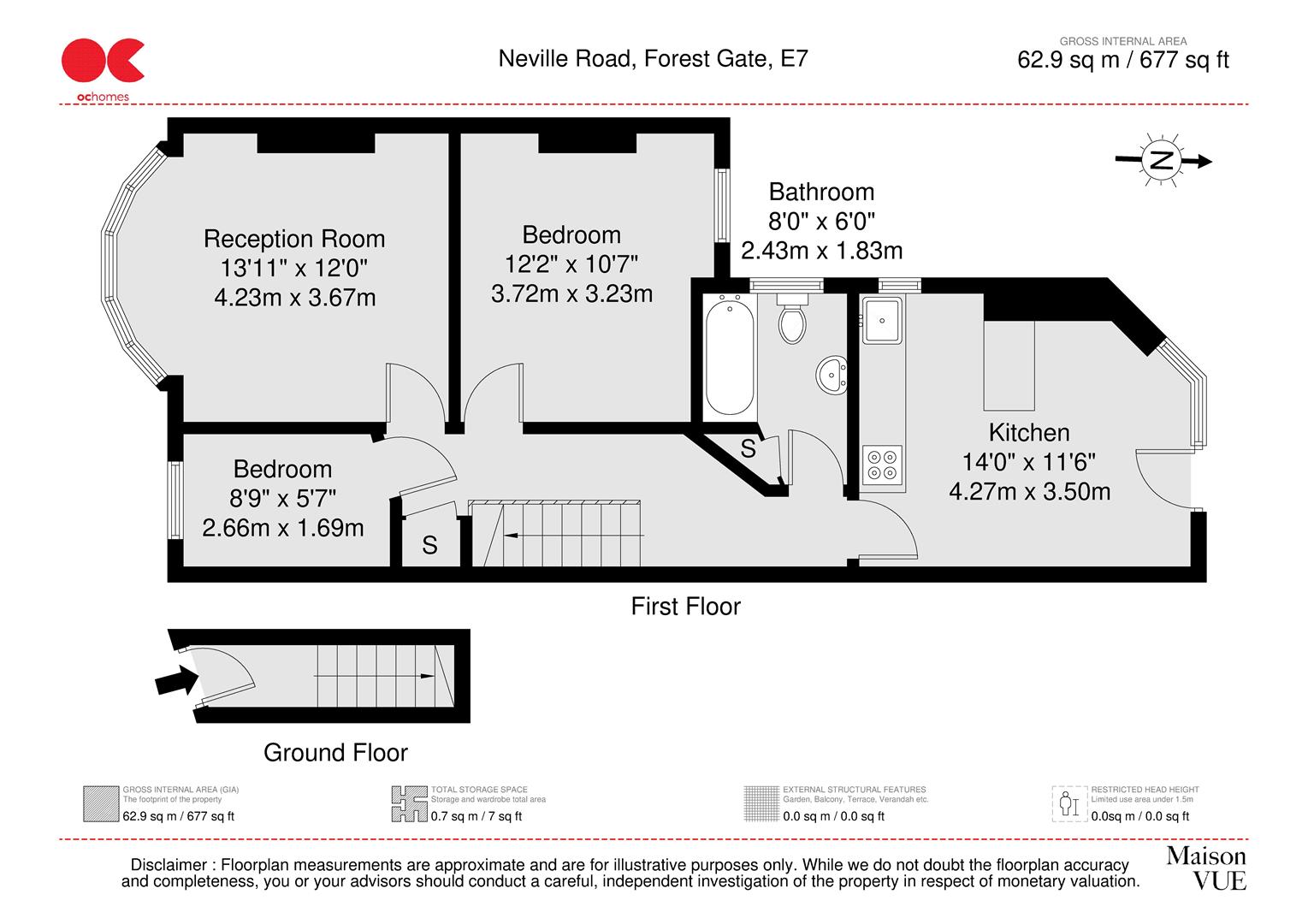 2 bed flat for sale in Neville Road, Forest Gate - Property floorplan