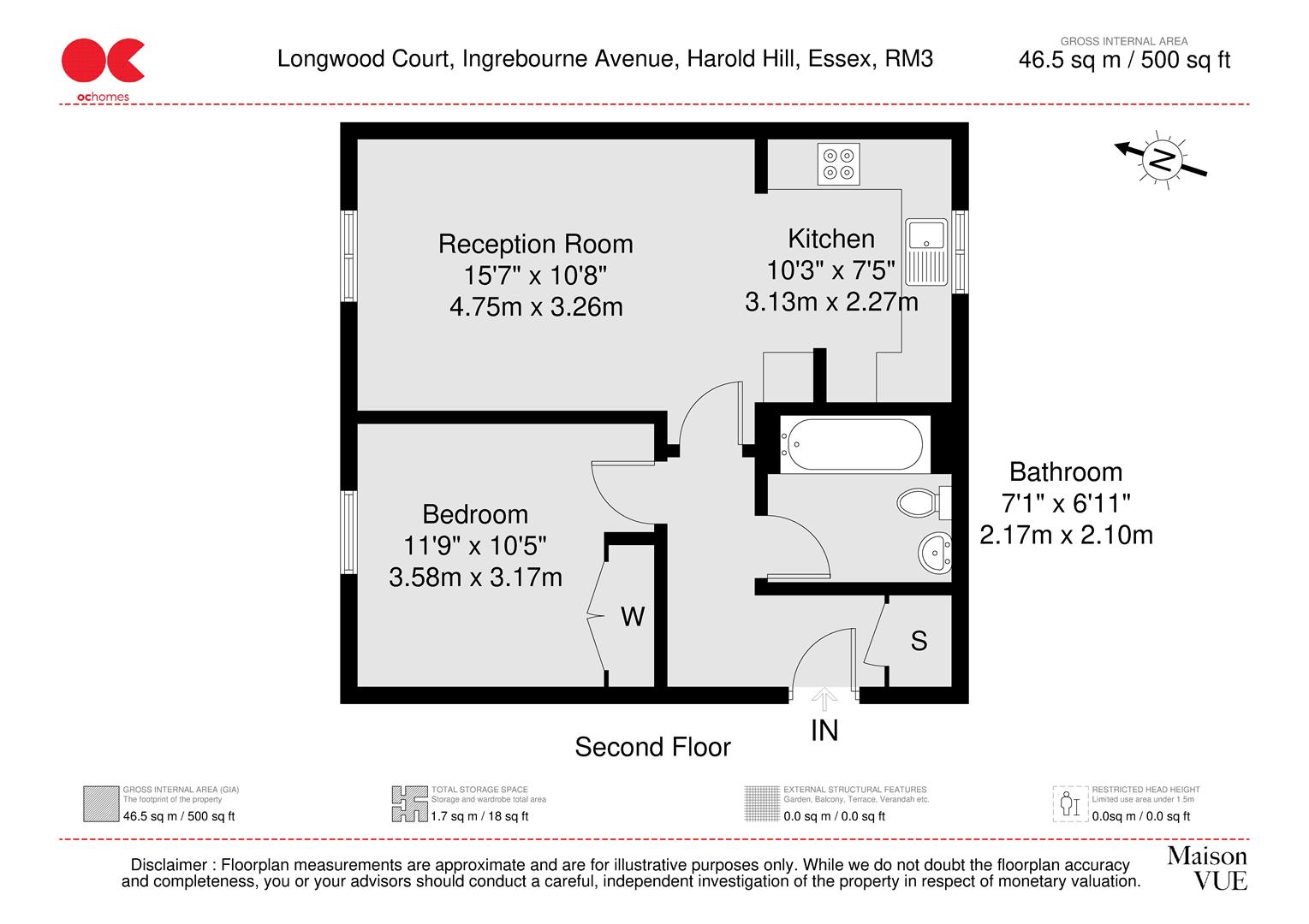 1 bed flat for sale in Ingrebourne Avenue, Romford - Property floorplan