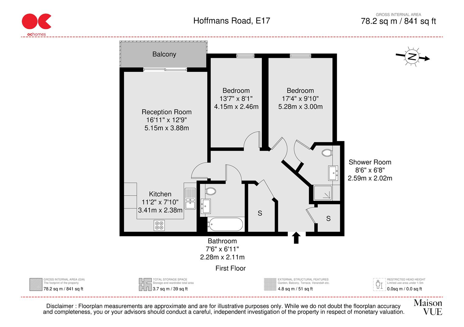 2 bed flat for sale in Hoffmans Road, Walthamstow - Property floorplan