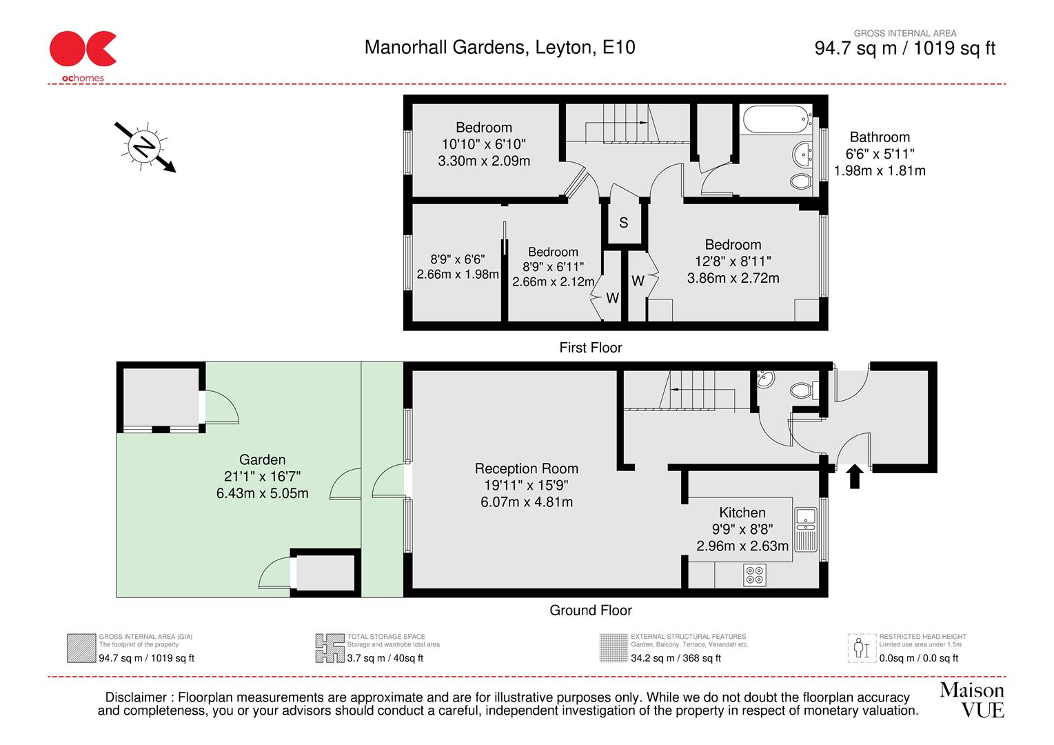 3 bed terraced house for sale in Manorhall Gardens, Leyton - Property floorplan