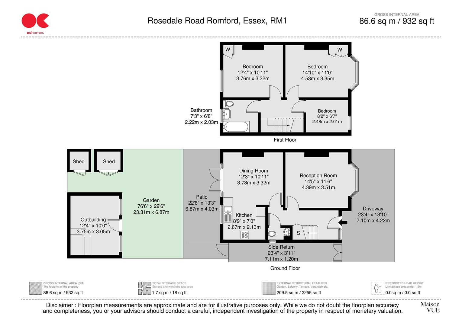 3 bed semi-detached house for sale in Rosedale Road, Romford - Property floorplan