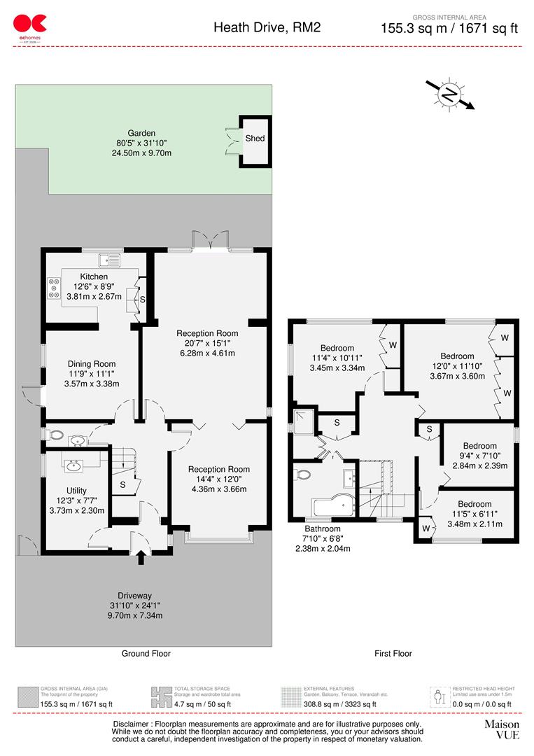 4 bed detached house for sale in Heath Drive, Gidea Park - Property floorplan