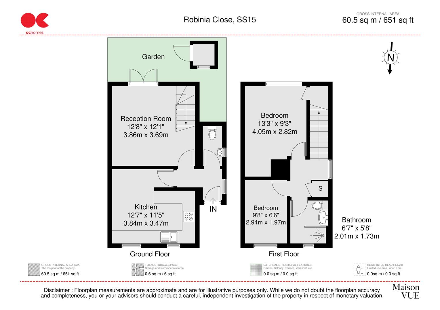 2 bed end of terrace house for sale in Robinia Close, Laindon - Property floorplan