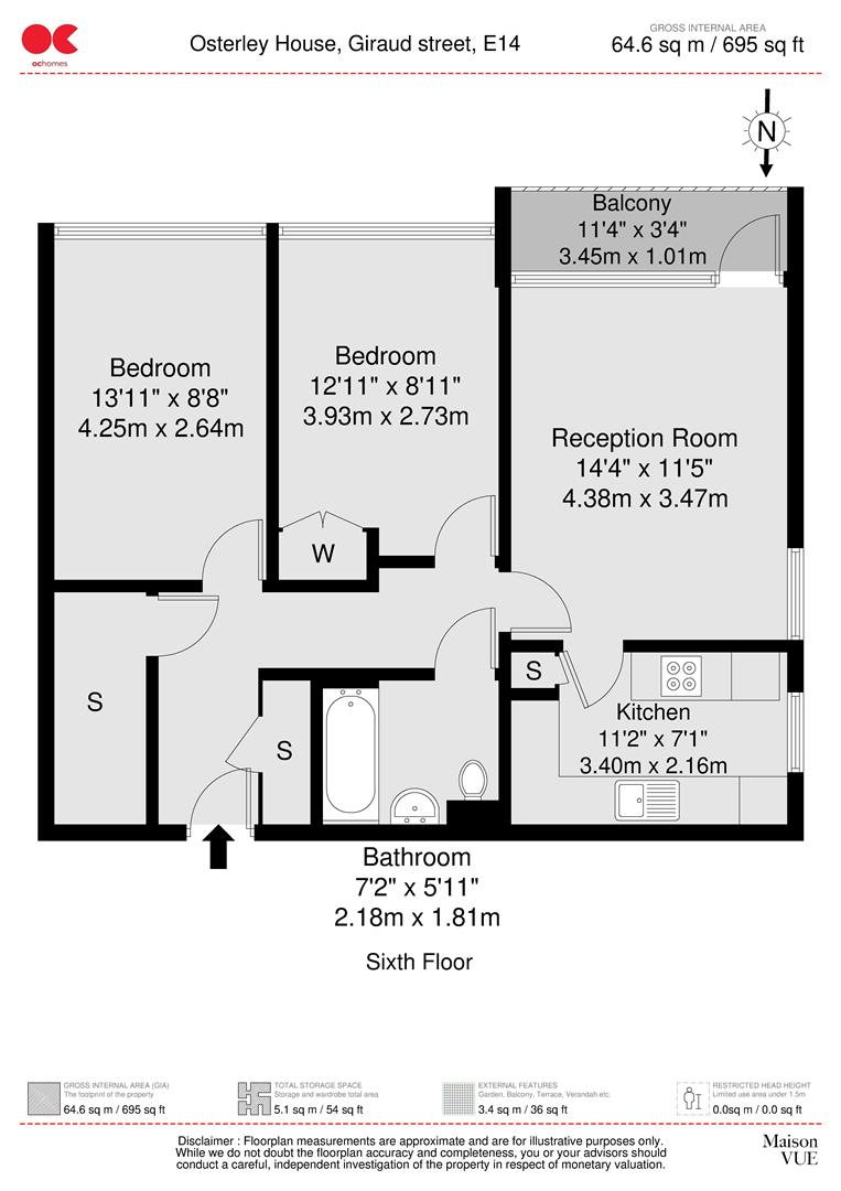 2 bed flat for sale in Giraud Street, Poplar - Property floorplan