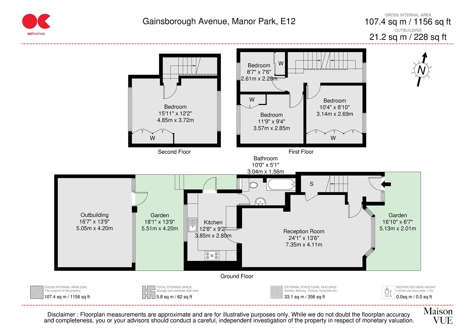 4 bed terraced house for sale in Gainsborough Avenue, Manor Park - Property floorplan