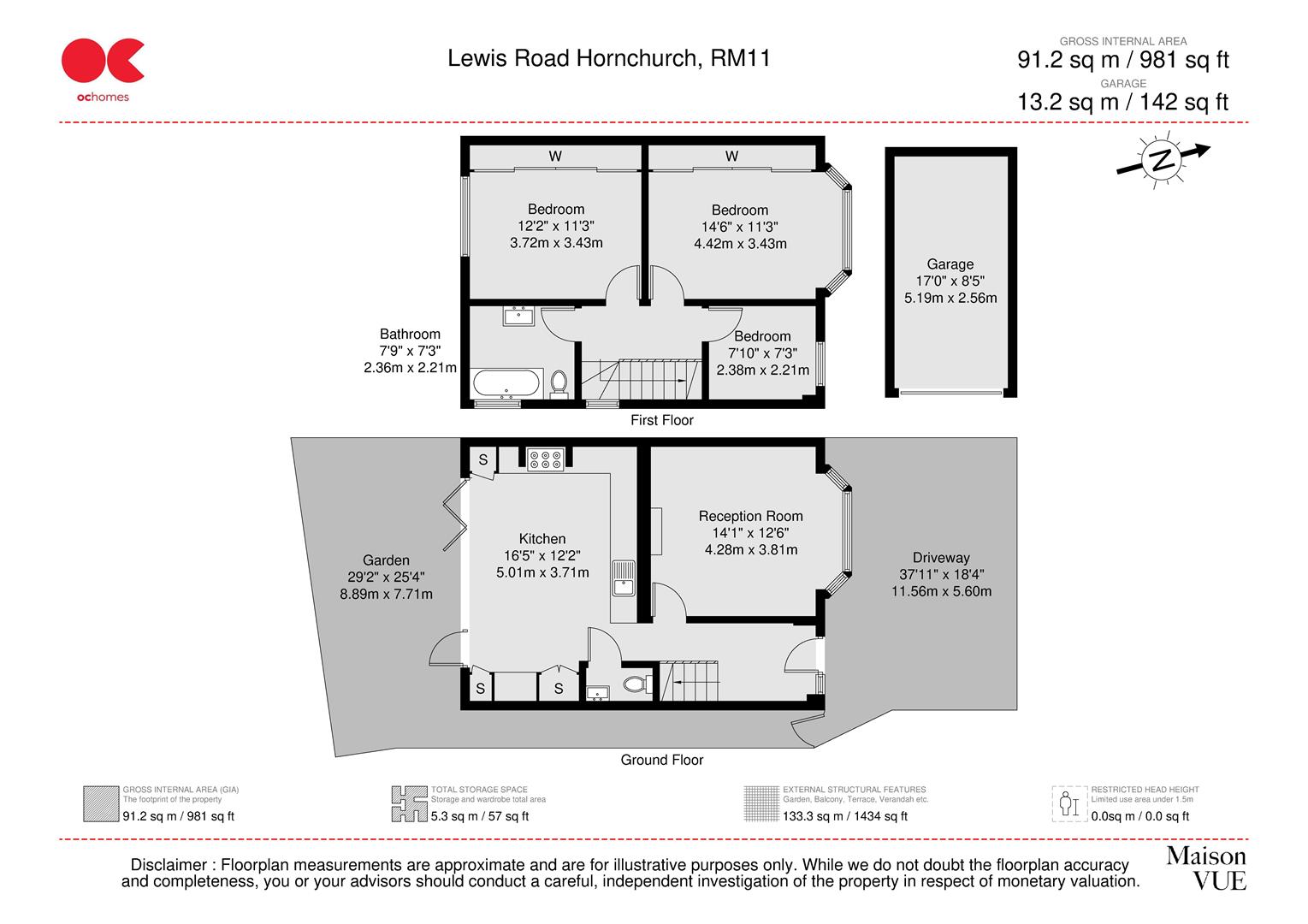 3 bed semi-detached house for sale in Lewis Road, Hornchurch - Property floorplan