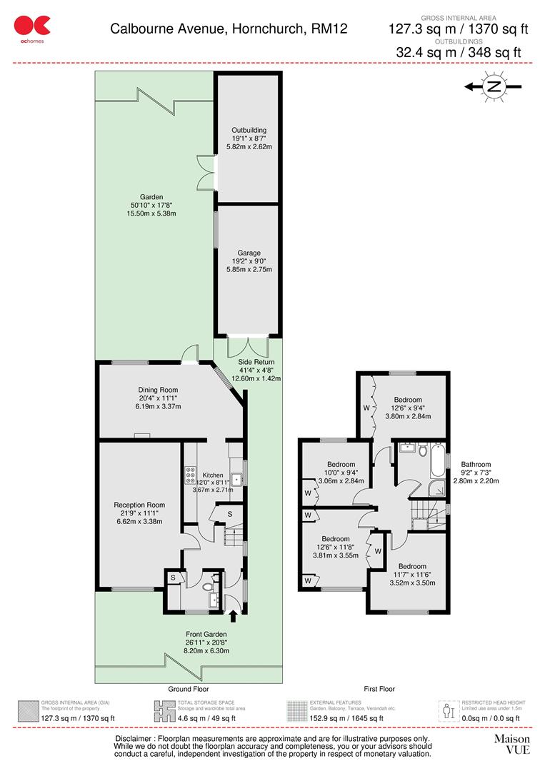 4 bed semi-detached house to rent in Calbourne Avenue, Hornchurch - Property floorplan