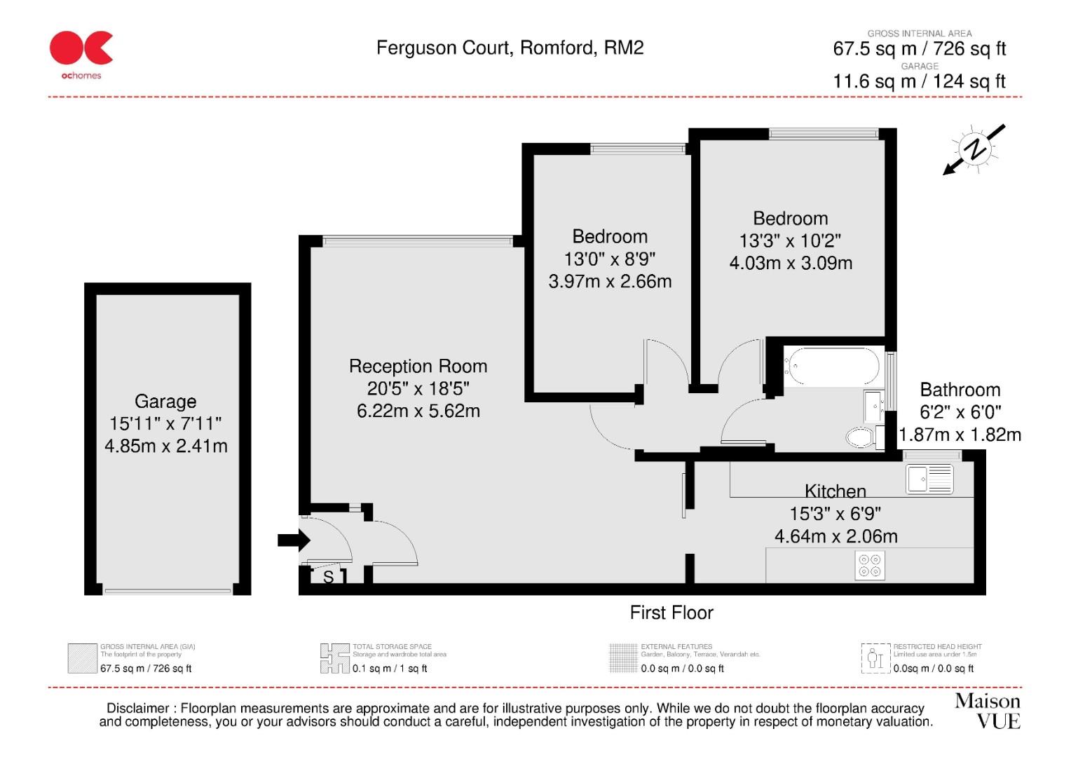 2 bed flat for sale in Ferguson Court, Gidea Park - Property floorplan