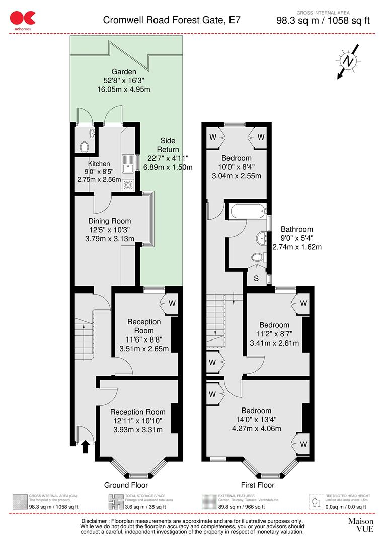 3 bed terraced house for sale in Cromwell Road, Forest Gate - Property floorplan