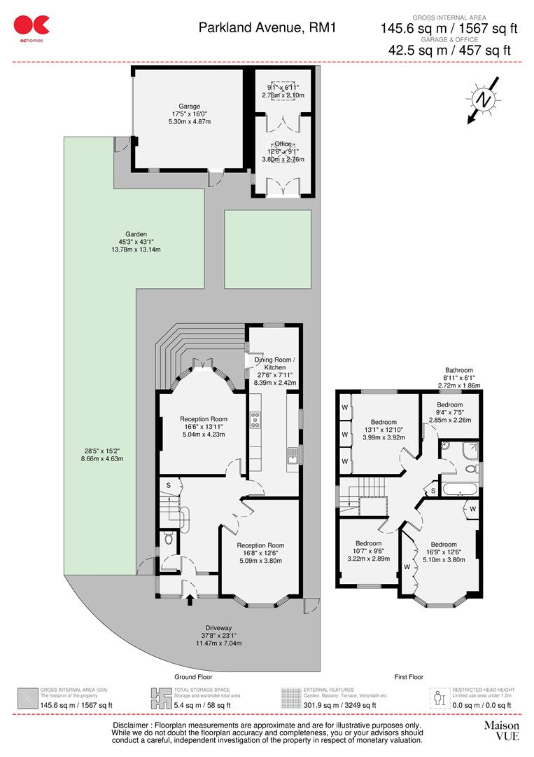 4 bed detached house for sale in Parkland Avenue, Romford - Property floorplan