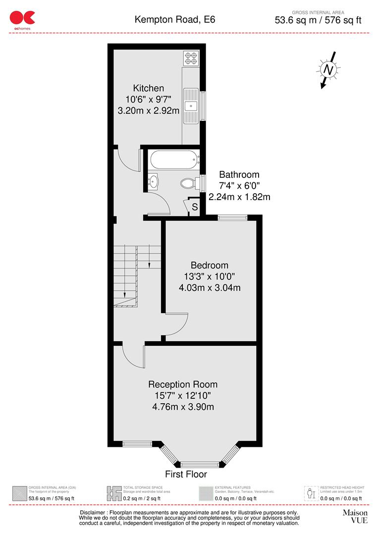 1 bed flat for sale in Kempton Road, East Ham - Property floorplan