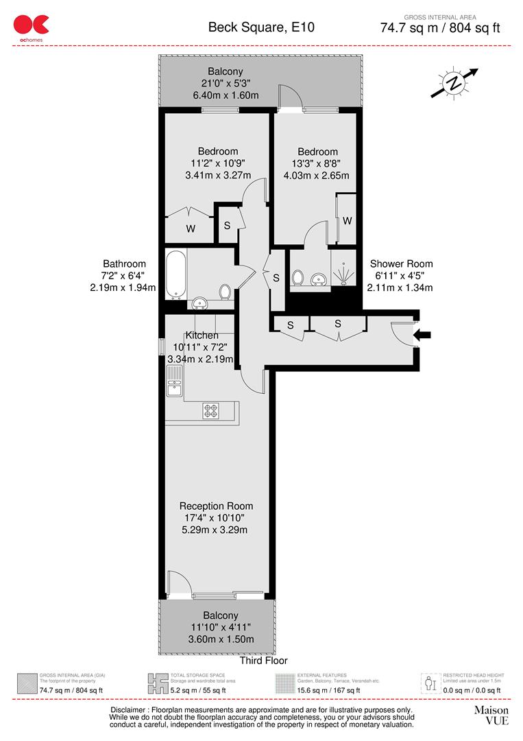 2 bed flat for sale in Beck Square, Leyton - Property floorplan